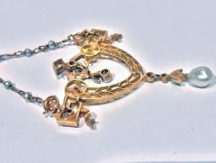 Lucien Gautrait French Art Nouveau Gautrait 18 Karat Enamel Diamond Pearl Necklace - 1102690