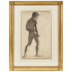 Lucien Laurent Gsell Large Charcoal on Paper Drawing of a Male Nude - 1081214