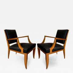 Lucien Rollin Lucien Rollin chicest refined pair of solid mahogany arm chairs - 2671326