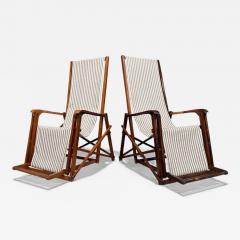 Lucio Costa Pair of Chaise Lounges in Hardwood Fabric Lucio Costa 1950s Lot 320 438A - 4627465