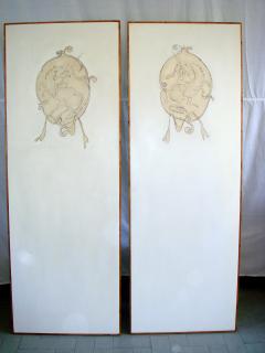 Lucio Fontana Important and Rare Pair of Lucio Fontana Painted Panels Entitled Battle  - 2207692