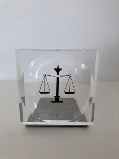 Lucite Acrylic Law Enameled Scales of Justice Book Ends - 1605597