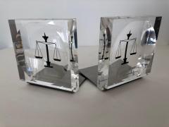 Lucite Acrylic Law Enameled Scales of Justice Book Ends - 1605612