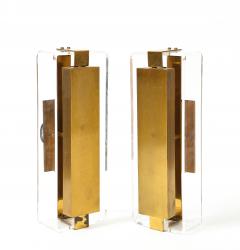 Lucite and Brass Sconces - 3589049