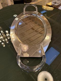 Lucite and Polished Aluminum Oval Tray with Sculptural Handles 1970s - 4442521