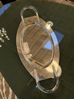 Lucite and Polished Aluminum Oval Tray with Sculptural Handles 1970s - 4442522