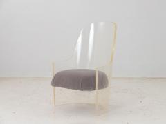 Lucite and Velvet Barrel Back Chair - 2681821
