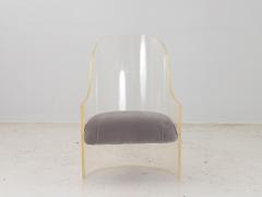 Lucite and Velvet Barrel Back Chair - 2681822
