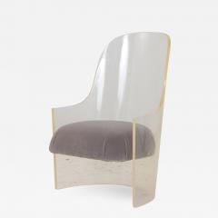 Lucite and Velvet Barrel Back Chair - 2683347