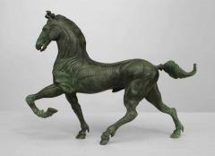 Ludovico De Luigi Pair of Green Patinated Bronze Horses - 4199475
