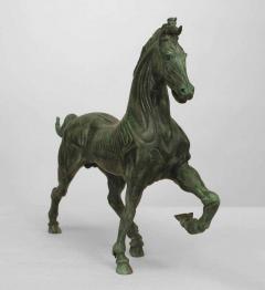 Ludovico De Luigi Pair of Green Patinated Bronze Horses - 4199476