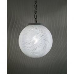 Ludovico Diaz de Santillana De Santillana 1970s Italian Pair of White Murano Glass Globe Pendants by Venini - 448716