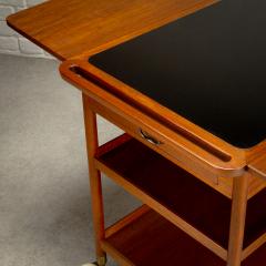 Ludvig Pontippidan Solid Teak and Formica Serving Trolley by Ludvig Pontoppidan Denmark 1950s - 3930323