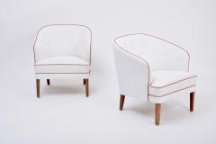 Ludvig Pontoppidan Pair of white reupholstered Danish Mid Century armchairs by Ludvig Pontoppidan - 1989463