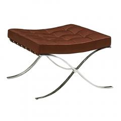 Ludwig Mies Van Der Rohe 2 Stainless Knoll Barcelona Chairs Ottoman Milk Chocolate Brown - 4487996