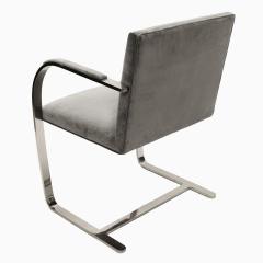 Ludwig Mies Van Der Rohe Brno Flat Bar Chair Upholstered in Light Gray Velvet Steel Frame - 3882305