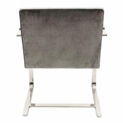 Ludwig Mies Van Der Rohe Brno Flat Bar Chair Upholstered in Light Gray Velvet Steel Frame - 3882306