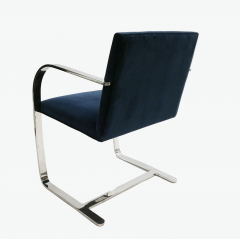 Ludwig Mies Van Der Rohe Brno Flat Bar Chair Upholstered in Navy Velvet Steel Frame - 3489507