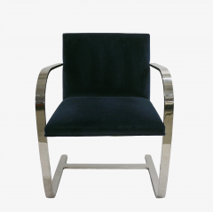 Ludwig Mies Van Der Rohe Brno Flat Bar Chair Upholstered in Navy Velvet Steel Frame - 3489508