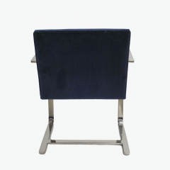 Ludwig Mies Van Der Rohe Brno Flat Bar Chair Upholstered in Navy Velvet Steel Frame - 3489509