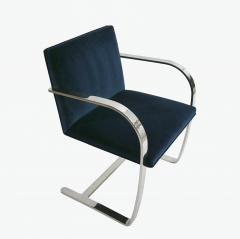 Ludwig Mies Van Der Rohe Brno Flat Bar Chair Upholstered in Navy Velvet Steel Frame - 3489510