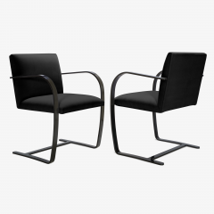 Ludwig Mies Van Der Rohe Brno Flat Bar Chair in Noir Velvet Obsidian Gloss Frame - 610568