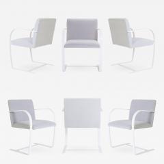 Ludwig Mies Van Der Rohe Brno Flat Bar Chairs in Dove Velvet Lunar Gloss Frame Set of 6 - 617245