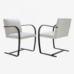 Ludwig Mies Van Der Rohe Brno Flat Bar Chairs in Dove Velvet Obsidian Gloss Frame - 610586