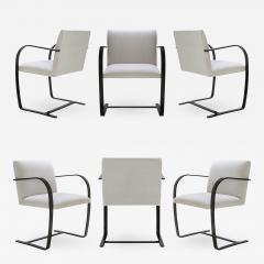 Ludwig Mies Van Der Rohe Brno Flat Bar Chairs in Dove Velvet Obsidian Gloss Frame Set of 6 - 612480