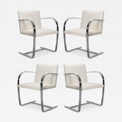 Ludwig Mies Van Der Rohe Brno Flat Bar Chairs in Ivory Leather by Mies van der Rohe for Knoll Set of 4 - 2592795