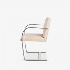 Ludwig Mies Van Der Rohe Brno Flat Bar Chairs in Ivory Wool Stainless Steel Set of 8 - 4331463