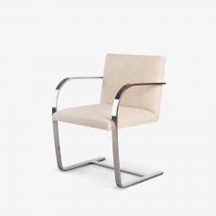 Ludwig Mies Van Der Rohe Brno Flat Bar Chairs in Ivory Wool Stainless Steel Set of 8 - 4331464
