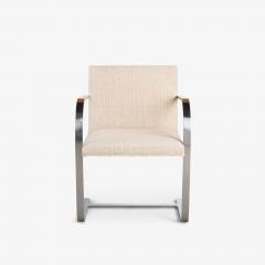 Ludwig Mies Van Der Rohe Brno Flat Bar Chairs in Ivory Wool Stainless Steel Set of 8 - 4331465