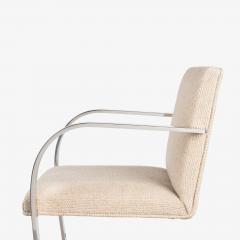 Ludwig Mies Van Der Rohe Brno Flat Bar Chairs in Ivory Wool Stainless Steel Set of 8 - 4331468