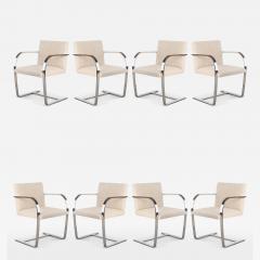 Ludwig Mies Van Der Rohe Brno Flat Bar Chairs in Ivory Wool Stainless Steel Set of 8 - 4332686