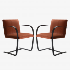 Ludwig Mies Van Der Rohe Brno Flat Bar Chairs in Rust Velvet Obsidian Matte Frame Set of 6 - 610315