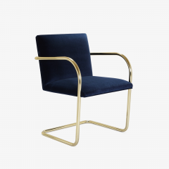Ludwig Mies Van Der Rohe Brno Tubular Chair in Navy Velvet Polished Brass Set of 6 - 825665