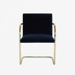 Ludwig Mies Van Der Rohe Brno Tubular Chair in Navy Velvet Polished Brass Set of 6 - 825669