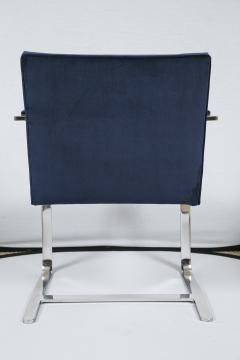 Ludwig Mies Van Der Rohe Flat Bar Brno Chair in Navy Velvet - 245501