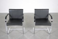 Ludwig Mies Van Der Rohe Mid Century Knoll International Leather Brno Style Armchairs - 2867496