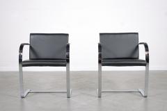 Ludwig Mies Van Der Rohe Mid Century Knoll International Leather Brno Style Armchairs - 2867498