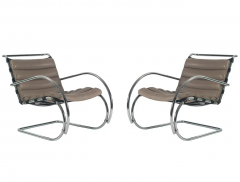 Ludwig Mies Van Der Rohe Mid Century Modern Mr Lounge Chairs in Leather by Mies Van Der Rohe for Stendig - 2606713