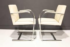 Ludwig Mies Van Der Rohe Mies Van Der Rohe Stainless Steel Brno Chairs by Knoll in Off White Leather - 2316528