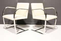 Ludwig Mies Van Der Rohe Mies Van Der Rohe Stainless Steel Brno Chairs by Knoll in Off White Leather - 2316530