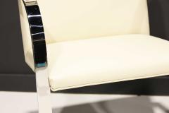 Ludwig Mies Van Der Rohe Mies Van Der Rohe Stainless Steel Brno Chairs by Knoll in Off White Leather - 2316533