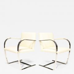 Ludwig Mies Van Der Rohe Mies Van Der Rohe Stainless Steel Brno Chairs by Knoll in Off White Leather - 2317222