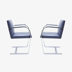 Ludwig Mies Van Der Rohe Mies Van Der Rohe for Knoll Brno Flat Bar Chairs in Navy Leather Pair - 291810