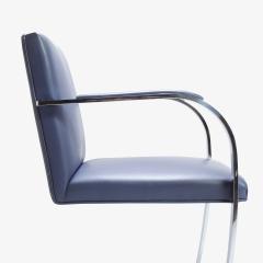 Ludwig Mies Van Der Rohe Mies Van Der Rohe for Knoll Brno Flat Bar Chairs in Navy Leather Pair - 291812
