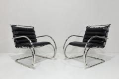 Ludwig Mies Van Der Rohe Mies Van Der Rohe for Knoll MR Black Leather Lounge Chairs - 3880534