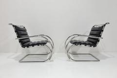 Ludwig Mies Van Der Rohe Mies Van Der Rohe for Knoll MR Black Leather Lounge Chairs - 3880537